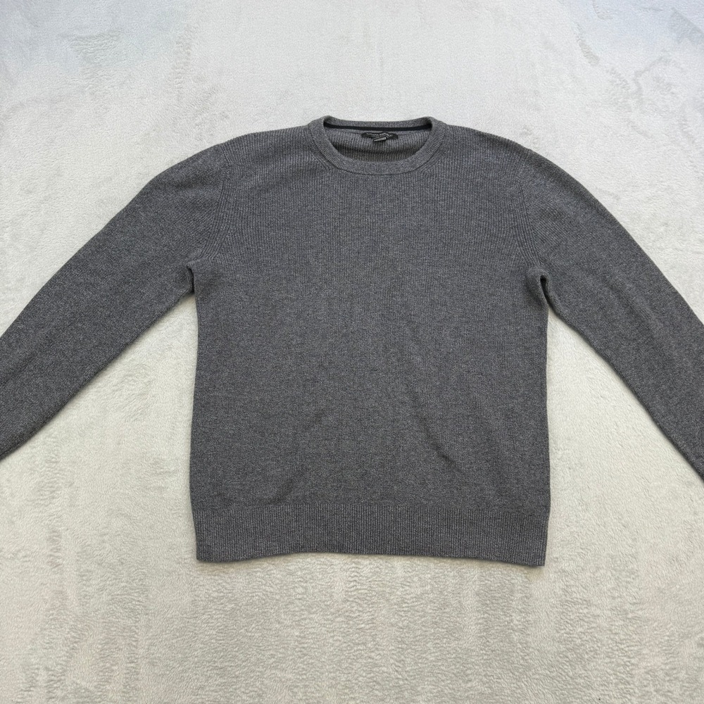Banana‎ Republic Sweater Mens Large Gray Supima Cotton Ribbed Knit Crewneck